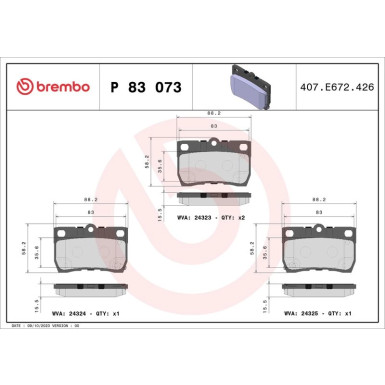 Brembo | Bremsbelagsatz, Scheibenbremse | P 83 073