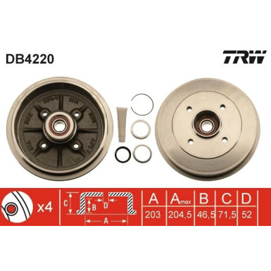 TRW | Bremstrommel | DB4220