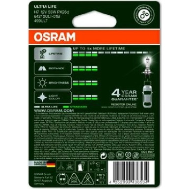 Osram | Glühlampe, Fernscheinwerfer | Ultra Life H7 Einzelblister | 64210ULT-01B