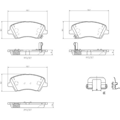 Brembo | Bremsbelagsatz, Scheibenbremse | P 30 098