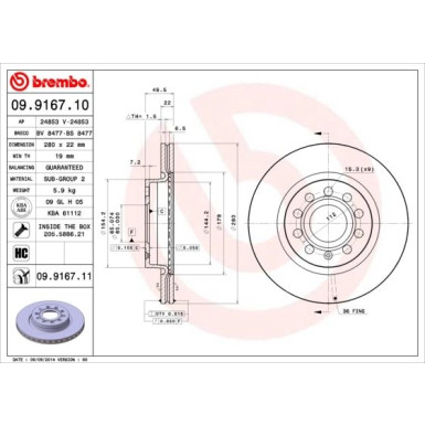 Brembo | Bremsscheibe | 09.9167.11