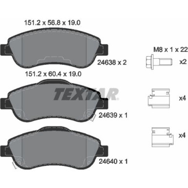 Textar | Bremsbelagsatz, Scheibenbremse | 2463801