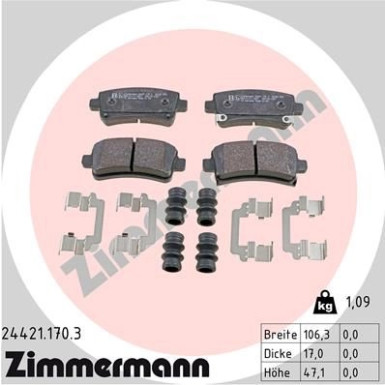 Zimmermann | Bremsbelagsatz, Scheibenbremse | 24421.170.3