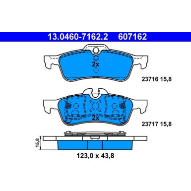 ATE | Bremsbelagsatz, Scheibenbremse | 13.0460-7162.2