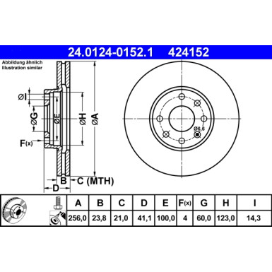 ATE 24.0124-0152.1 Bremsscheibe Ø256 + BELÄGE 13.0460-7115.2 VORNE FÜR OPEL ASTRA G