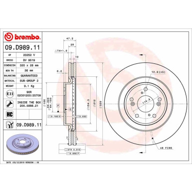 Brembo | Bremsscheibe | 09.D989.11