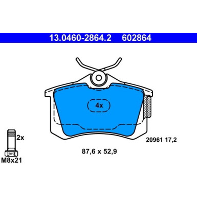 ATE | Bremsbelagsatz, Scheibenbremse | 13.0460-2864.2