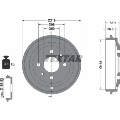 Textar | Bremstrommel | 94020000