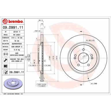 Brembo | Bremsscheibe | 09.D991.11