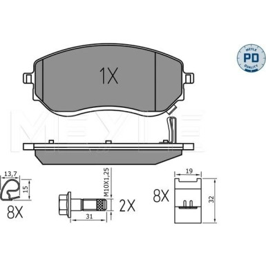 Meyle | Bremsbelagsatz, Scheibenbremse | 025 226 6021/PD