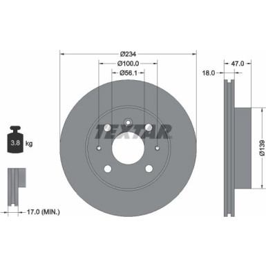 Textar | Bremsscheibe | 92076900