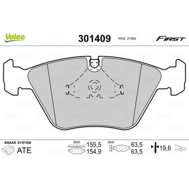 Valeo | Bremsbelagsatz, Scheibenbremse | 301409