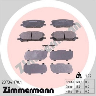 Zimmermann | Bremsbelagsatz, Scheibenbremse | 23734.170.1