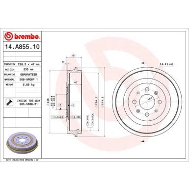 Brembo | Bremstrommel | 14.A855.10