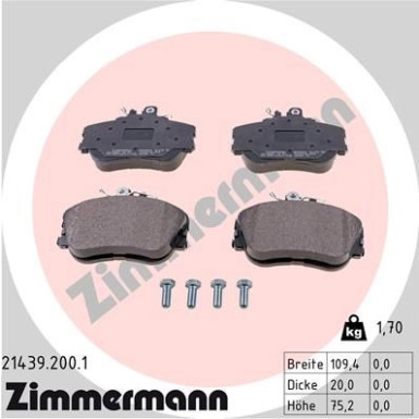 Zimmermann | Bremsbelagsatz, Scheibenbremse | 21439.200.1