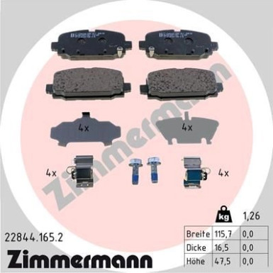 Zimmermann | Bremsbelagsatz, Scheibenbremse | 22844.165.2