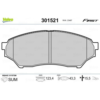 Valeo | Bremsbelagsatz, Scheibenbremse | 301521