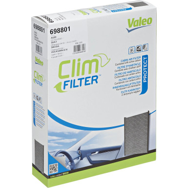 VALEO 698801 Innenraumfilter Aktivkohlefilter 279x216x57mm CLIMFILTER PROTECT