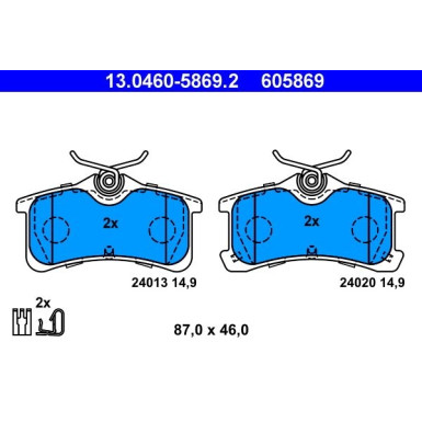 ATE | Bremsbelagsatz, Scheibenbremse | 13.0460-5869.2