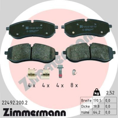 Zimmermann | Bremsbelagsatz, Scheibenbremse | 22492.200.2