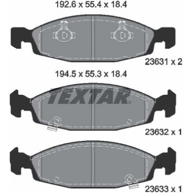 Textar | Bremsbelagsatz, Scheibenbremse | 2363101