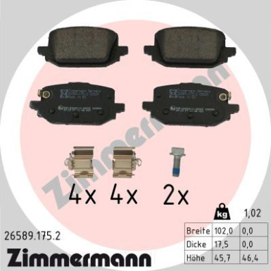 Zimmermann | Bremsbelagsatz, Scheibenbremse | 26589.175.2