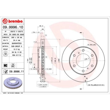 Brembo | Bremsscheibe | 09.9996.11