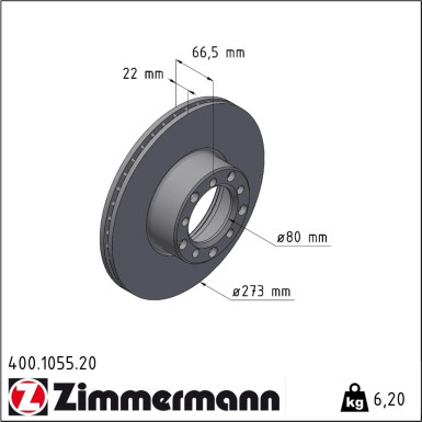 Zimmermann | Bremsscheibe | 400.1055.20