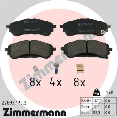 Zimmermann | Bremsbelagsatz, Scheibenbremse | 22693.170.2