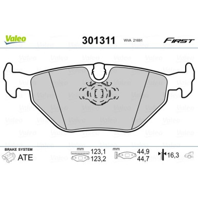 Valeo | Bremsbelagsatz, Scheibenbremse | 301311