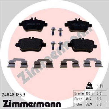 Zimmermann | Bremsbelagsatz, Scheibenbremse | 24848.185.3