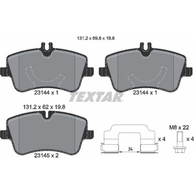 Textar | Bremsbelagsatz, Scheibenbremse | 2314402