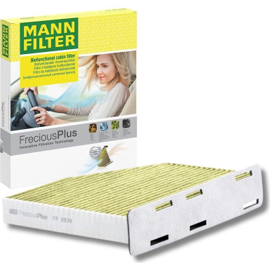 MANN-FILTER FP 2939 Innenraumfilter FreciousPlus Aktivkohlefilter mit Polyphenol, antibakteriell, Feinstaubfilter (PM 2.5)