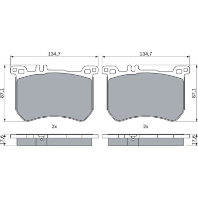 BOSCH 0 986 494 985 Bremsbeläge passend für MERCEDES-BENZ SL, S-Klasse Low-Metallic, mit Anti-Quietsch-Blech