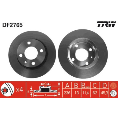 TRW | Bremsscheibe | DF2765