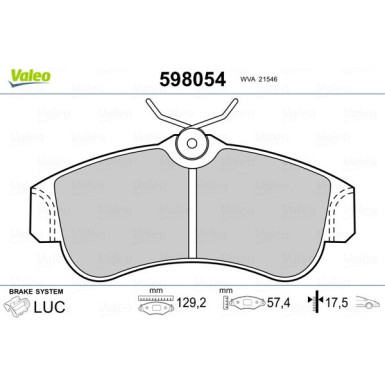 Valeo | Bremsbelagsatz, Scheibenbremse | 598054