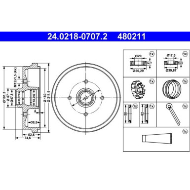 ATE | Bremstrommel | 24.0218-0707.2