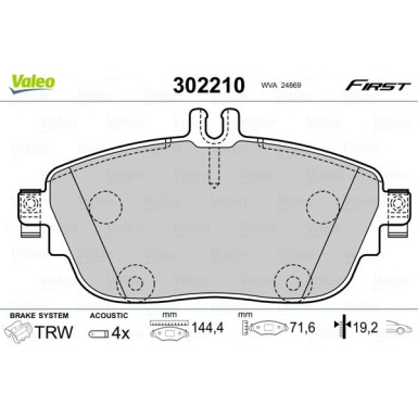 Valeo | Bremsbelagsatz, Scheibenbremse | 302210