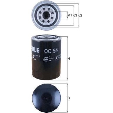 MAHLE ORIGINAL OC 54 Ölfilter 1"-12UNF-2B, Anschraubfilter