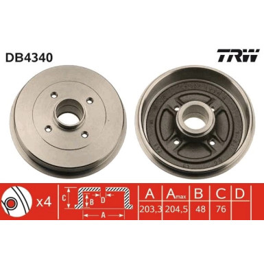 TRW | Bremstrommel | DB4340