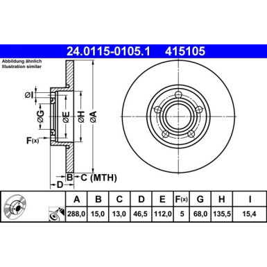 ATE | Bremsscheibe | 24.0115-0105.1