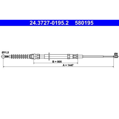 ATE 24.3727-0195.2 Handbremsseil 1447mm