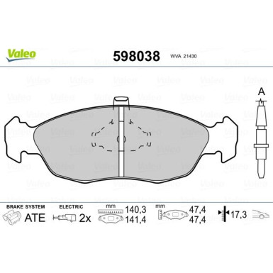 Valeo | Bremsbelagsatz, Scheibenbremse | 598038