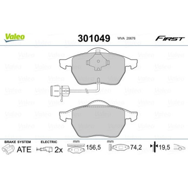 Valeo | Bremsbelagsatz, Scheibenbremse | 301049