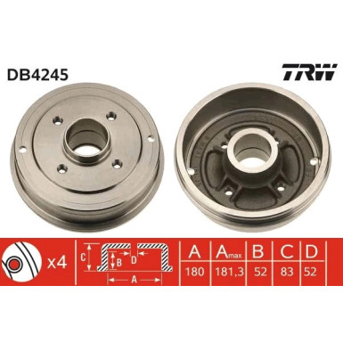 TRW | Bremstrommel | DB4245