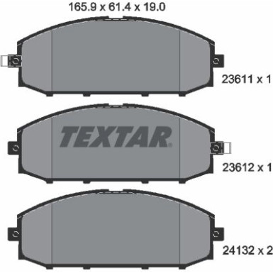 Textar | Bremsbelagsatz, Scheibenbremse | 2361101