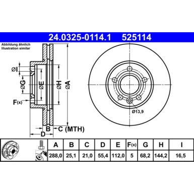 ATE | Bremsscheibe | 24.0325-0114.1