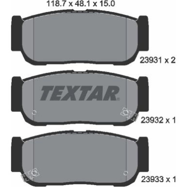 Textar | Bremsbelagsatz, Scheibenbremse | 2393101