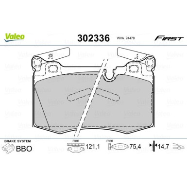 Valeo | Bremsbelagsatz, Scheibenbremse | 302336