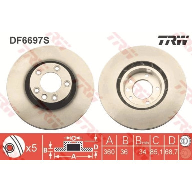 TRW | Bremsscheibe | DF6697S